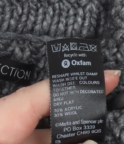 Marks and Spencer Women's Grey Chunky Knit Collared Cardigan UK 12