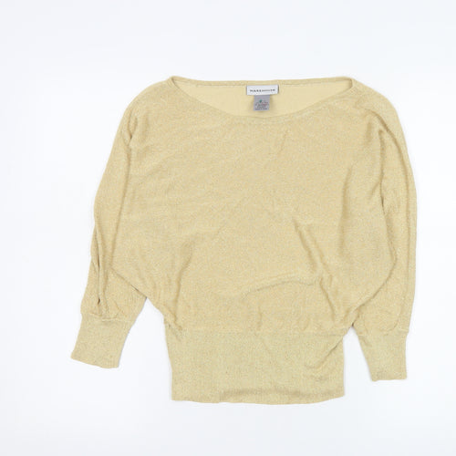 Warehouse Women's Beige Metallic Batwing Jumper UK 10