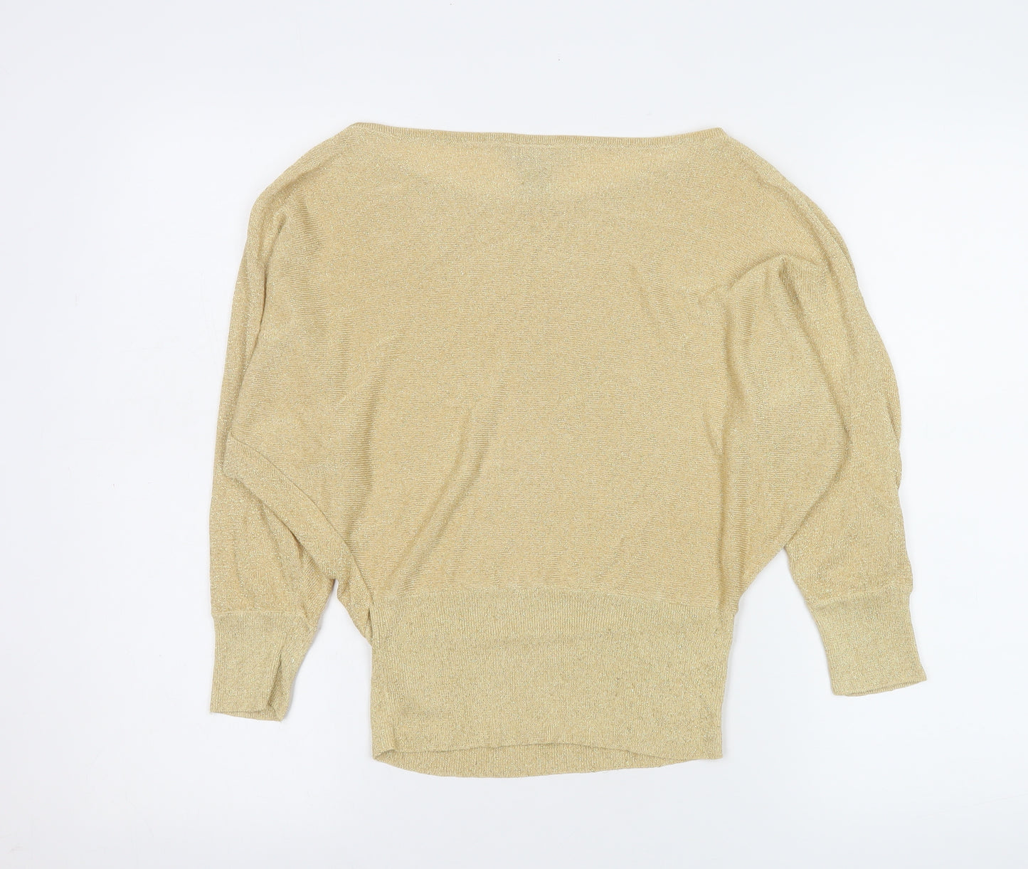 Warehouse Women's Beige Metallic Batwing Jumper UK 10