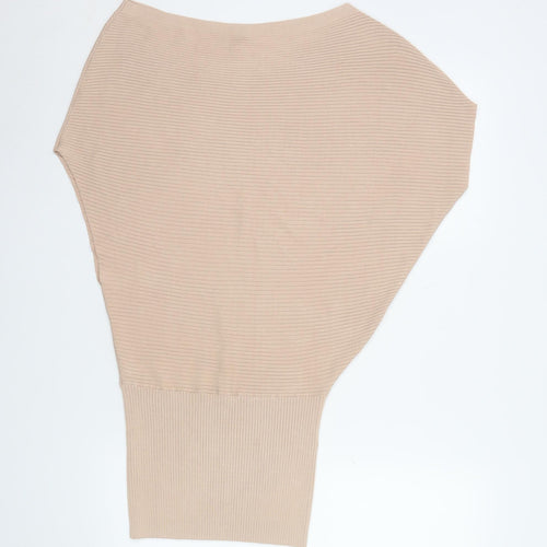 Reiss Women's Beige Ribbed Batwing Knit Top XS