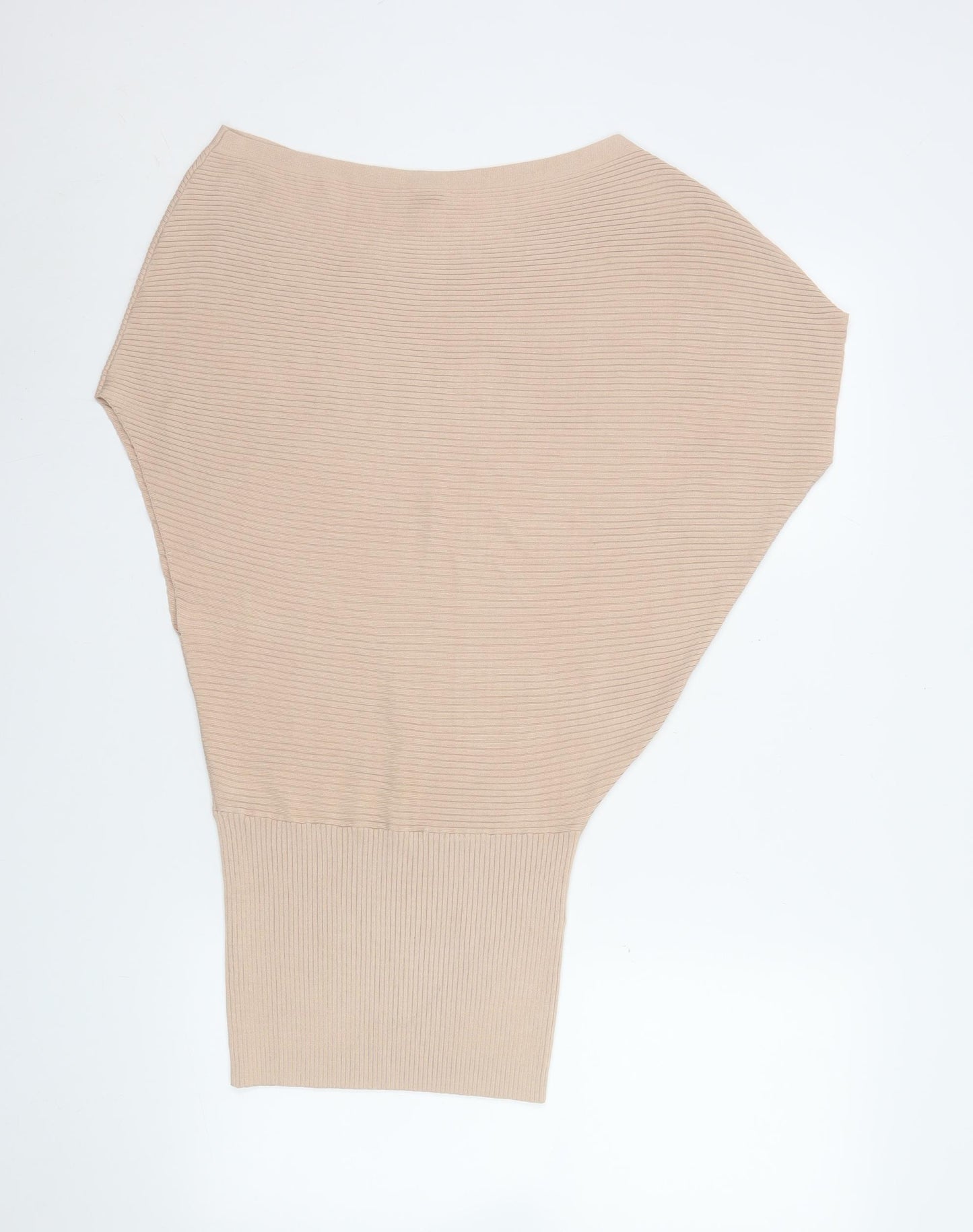 Reiss Women's Beige Ribbed Batwing Knit Top XS