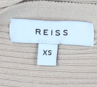 Reiss Women's Beige Ribbed Batwing Knit Top XS