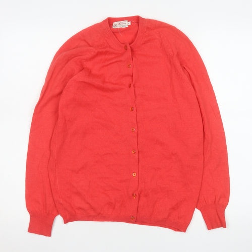 Austen Bryars Womens Red Wool Cardigan Size 14 Vintage Crew Neck