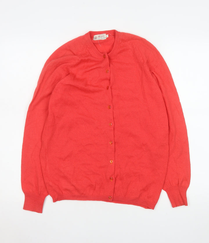 Austen Bryars Womens Red Wool Cardigan Size 14 Vintage Crew Neck
