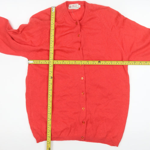 Austen Bryars Womens Red Wool Cardigan Size 14 Vintage Crew Neck