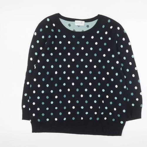 Cotswold Collections Women's Black Polka Dot Cotton Jumper M