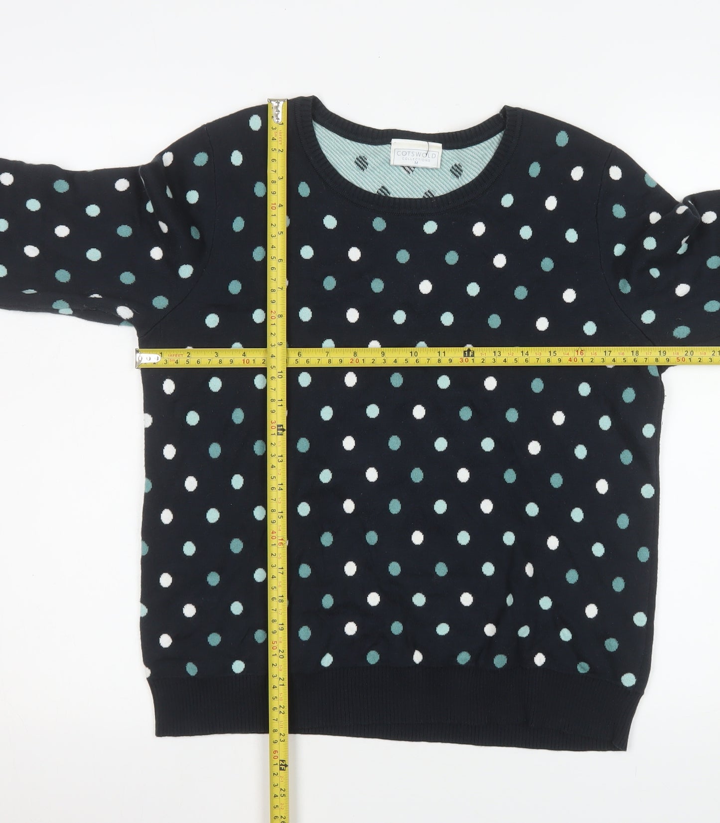 Cotswold Collections Women's Black Polka Dot Cotton Jumper M