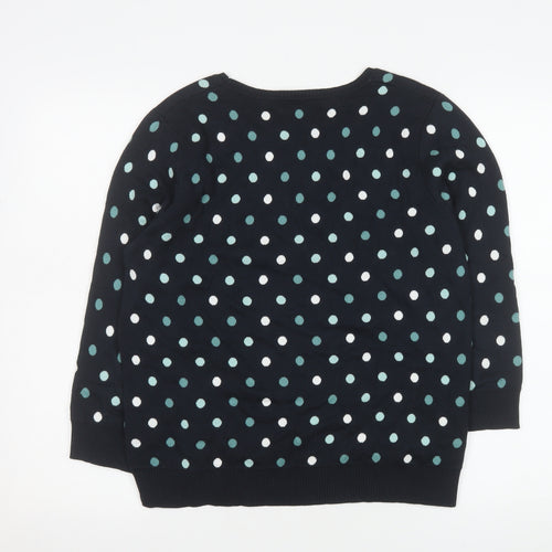 Cotswold Collections Women's Black Polka Dot Cotton Jumper M