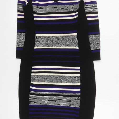 Phase Eight Women's Multicoloured Size 8 Striped Bodycon Knit Dress