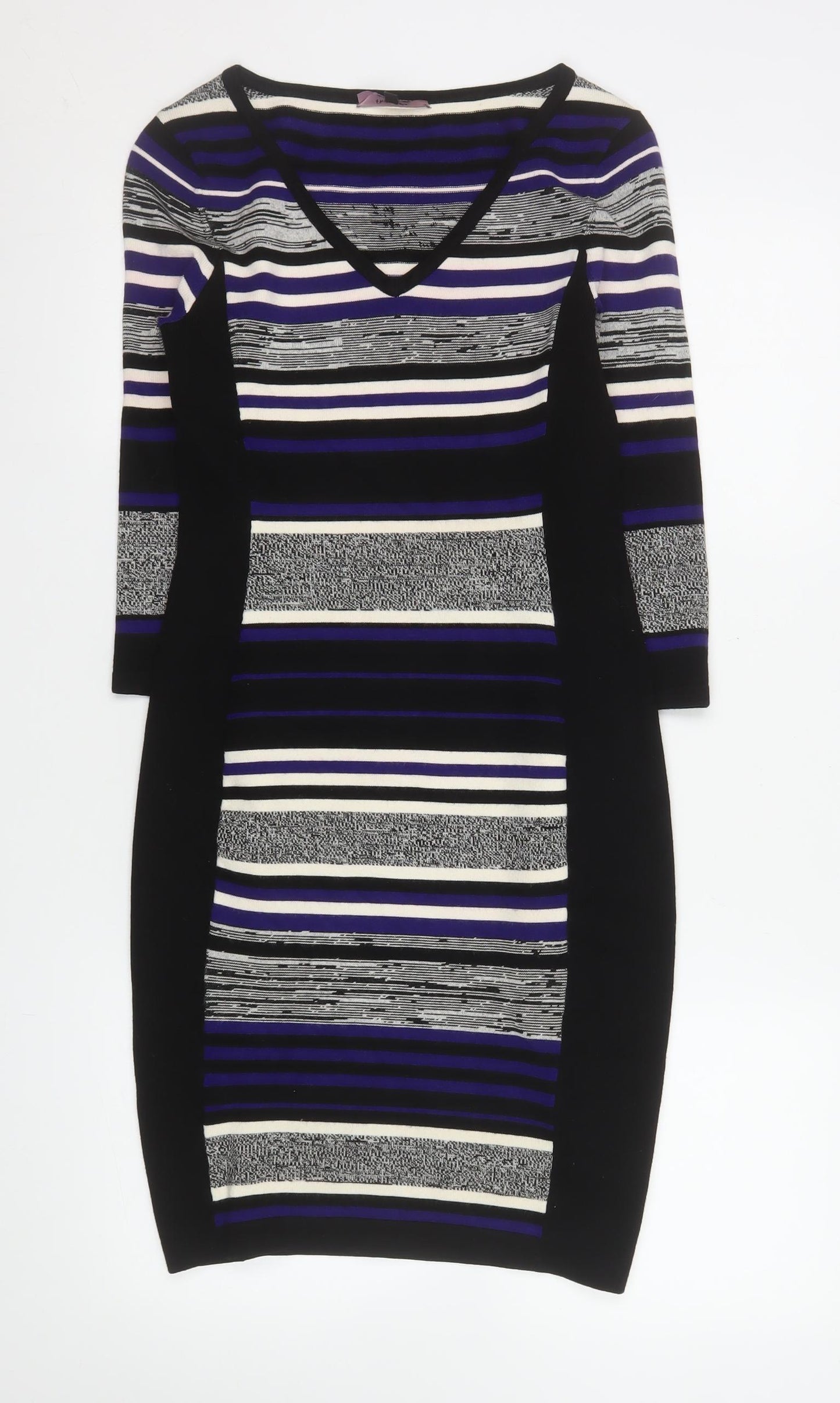 Phase Eight Women's Multicoloured Size 8 Striped Bodycon Knit Dress