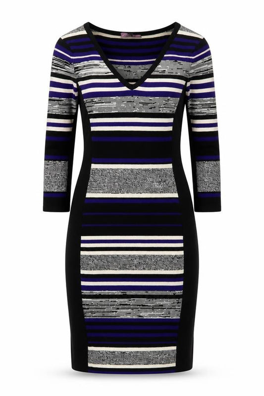 Front view of Phase Eight Women's Multicoloured, size 8, Striped Bodycon Knit Dress
