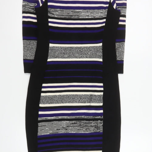Phase Eight Women's Multicoloured Size 8 Striped Bodycon Knit Dress