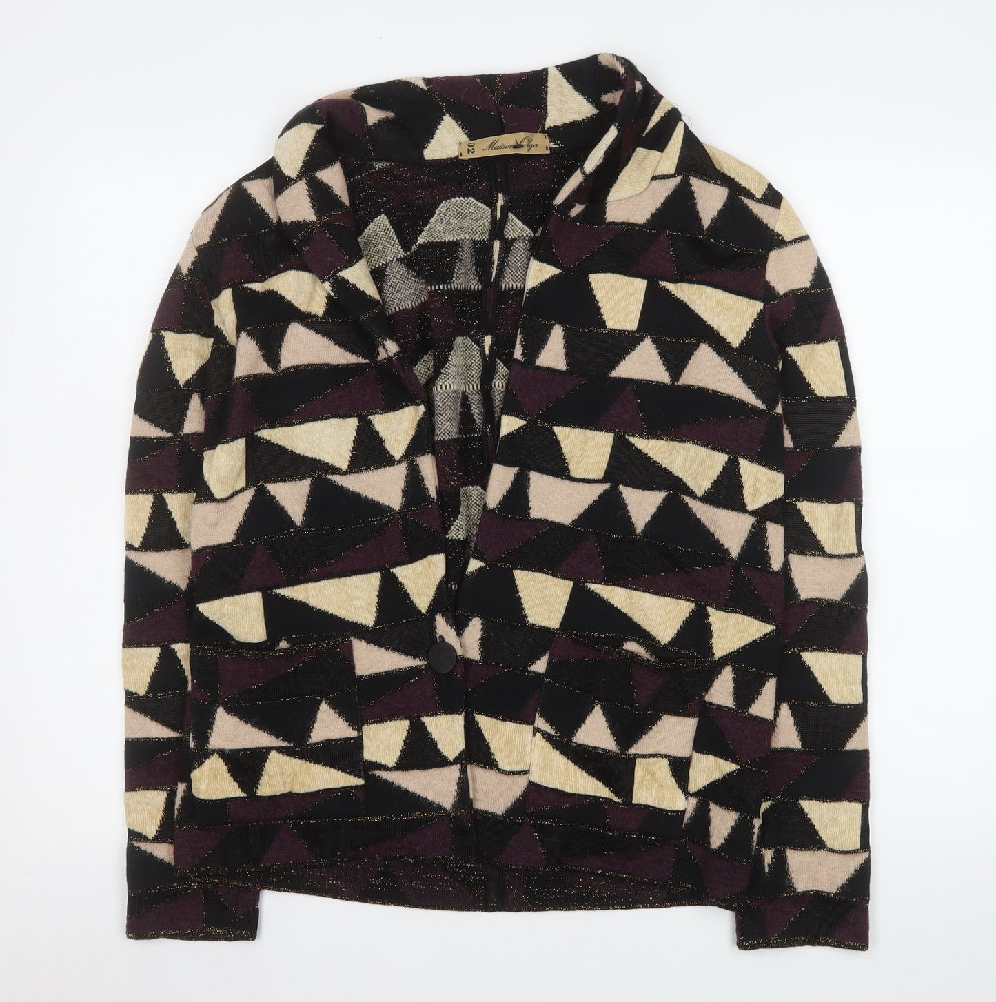 Maison Olga Women's Multicoloured Geometric Knit Blazer M