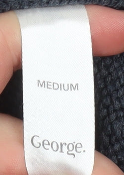 George Men’s Blue Fair Isle Button Henley Knit Sweatshirt Medium