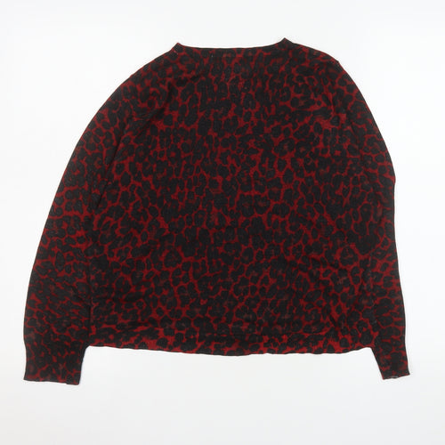 Zara Women's Red Leopard Print Long Sleeve Tunic Top Size S