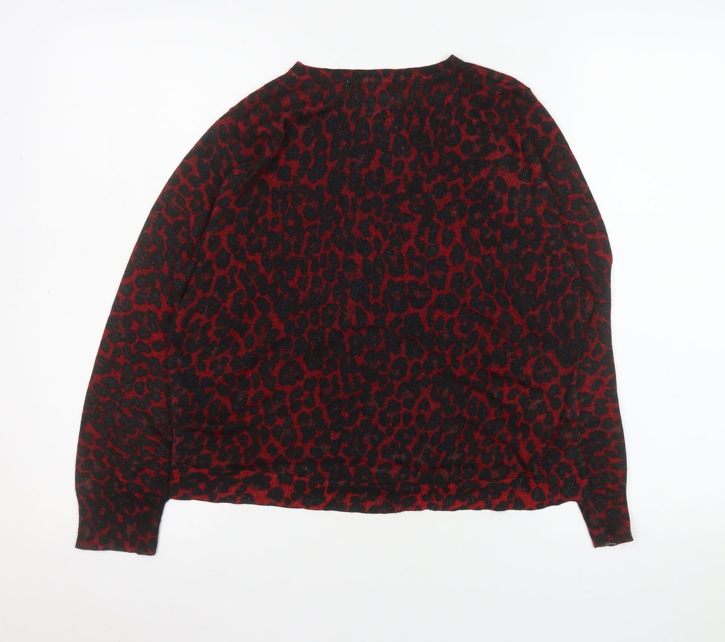 Zara Women's Red Leopard Print Long Sleeve Tunic Top Size S