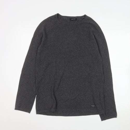 Jack & Jones Men’s Grey Cotton Knit Crew Neck Pullover Sweatshirt M