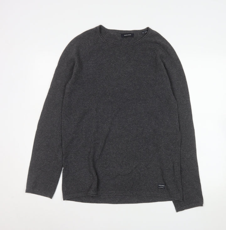 Jack & Jones Men’s Grey Cotton Knit Crew Neck Pullover Sweatshirt M