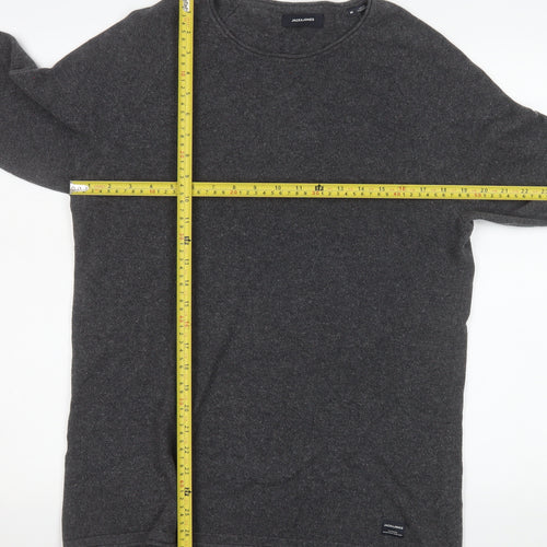 Jack & Jones Men’s Grey Cotton Knit Crew Neck Pullover Sweatshirt M