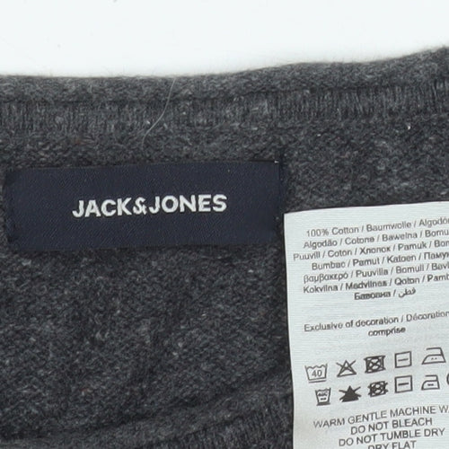 Jack & Jones Men’s Grey Cotton Knit Crew Neck Pullover Sweatshirt M