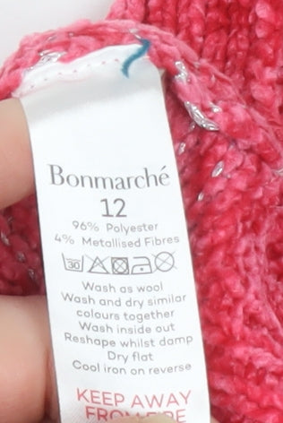 Bonmarché Womens Pink Size 12 Pullover Knit Sweatshirt