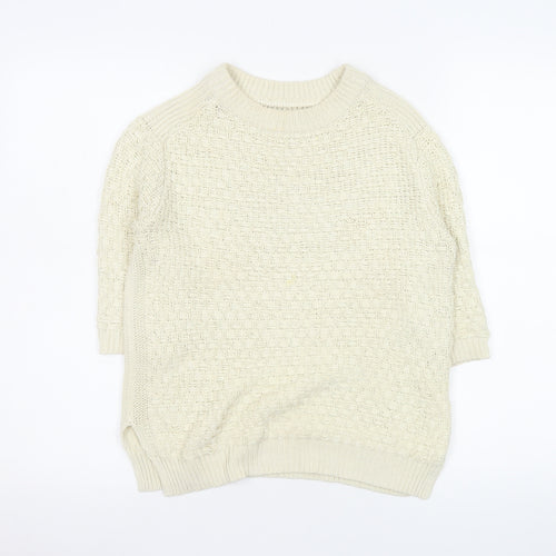 Zara Women’s Ivory Cotton Knit Pullover Jumper Size 12