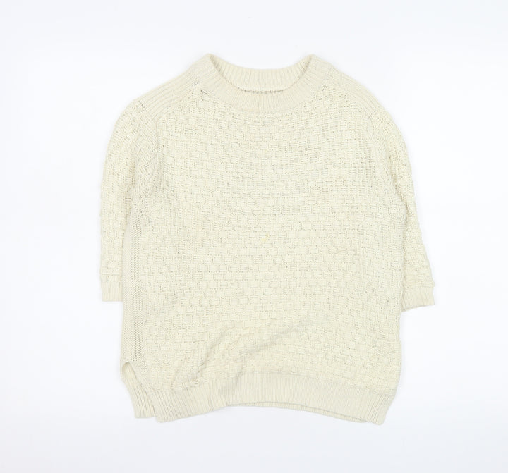 Zara Women’s Ivory Cotton Knit Pullover Jumper Size 12