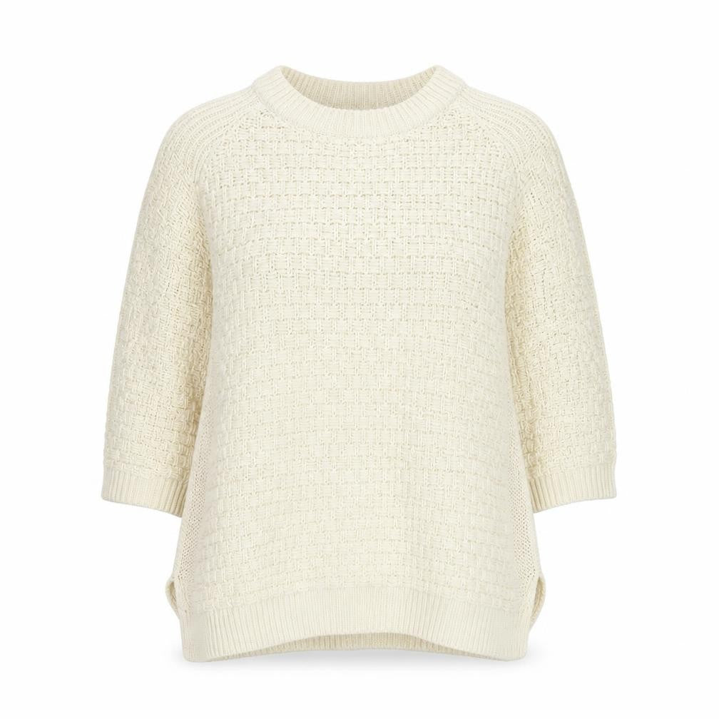 Front view of Zara Women’s Ivory Cotton Knit jumper, size UK 12