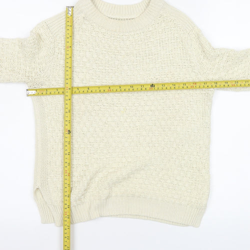 Zara Women’s Ivory Cotton Knit Pullover Jumper Size 12