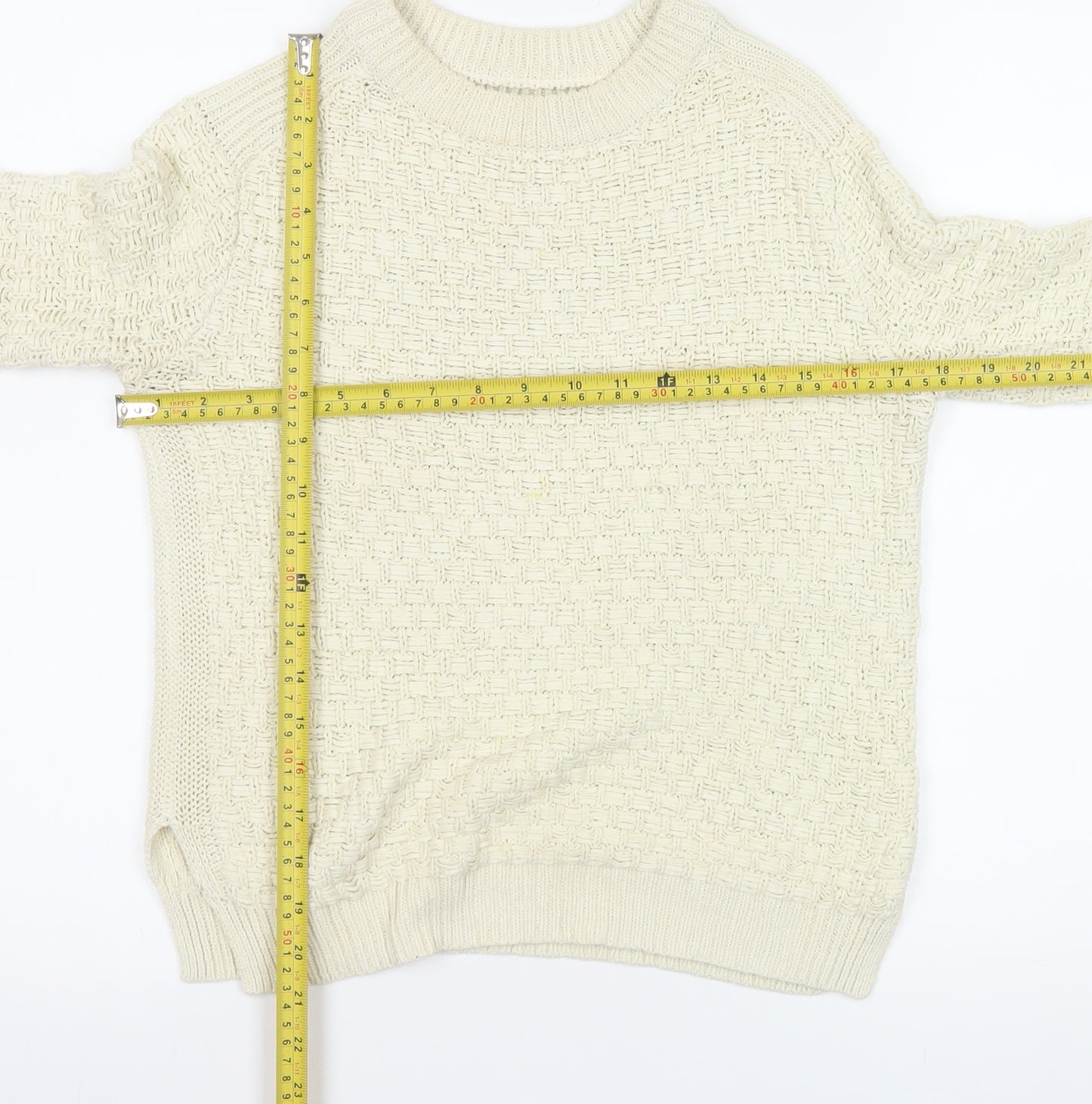 Zara Women’s Ivory Cotton Knit Pullover Jumper Size 12