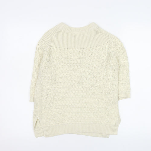 Zara Women’s Ivory Cotton Knit Pullover Jumper Size 12
