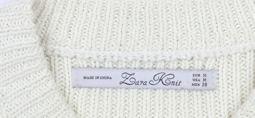 Zara Women’s Ivory Cotton Knit Pullover Jumper Size 12