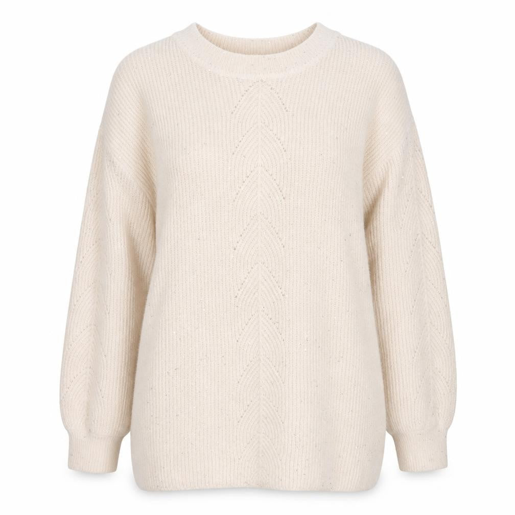 Front view of Next Women’s Beige Sequin Knit jumper XL Relaxed Fit