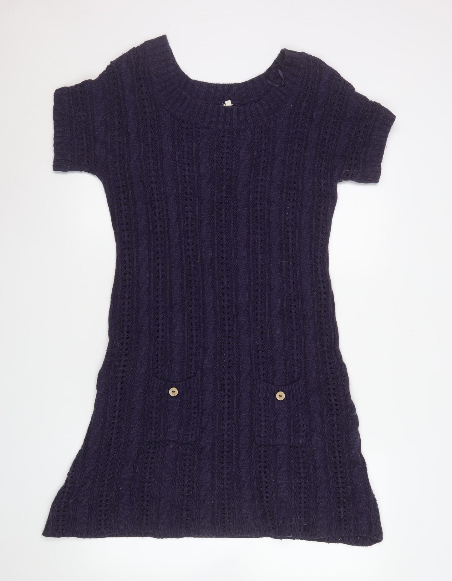 White Stuff Women’s Purple Knit Jumper Dress L Short Sleeve Winter Style