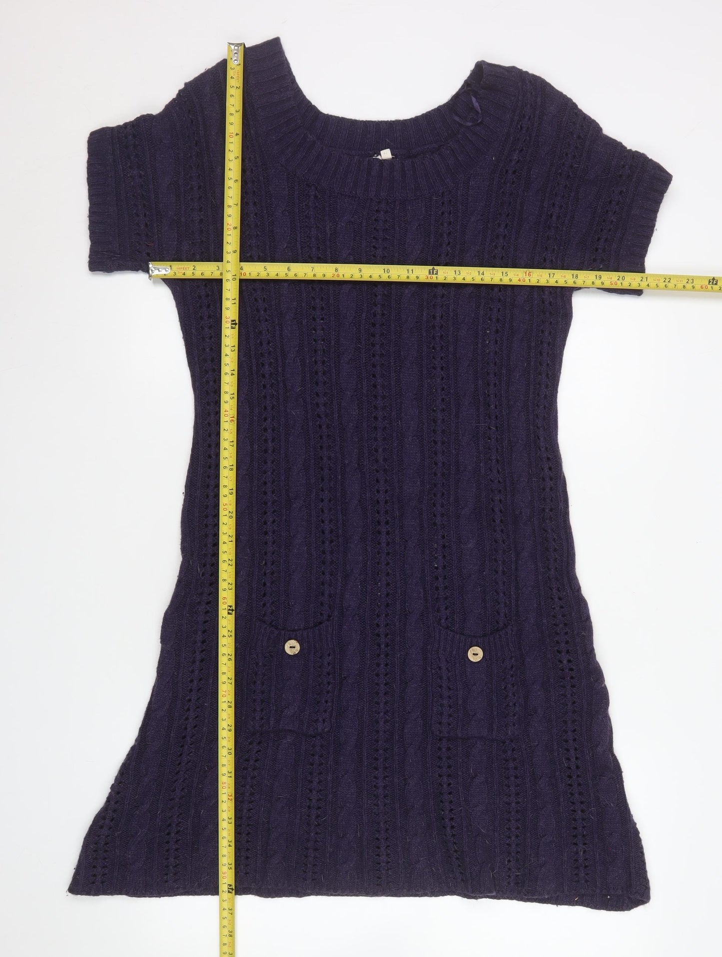 White Stuff Women’s Purple Knit Jumper Dress L Short Sleeve Winter Style