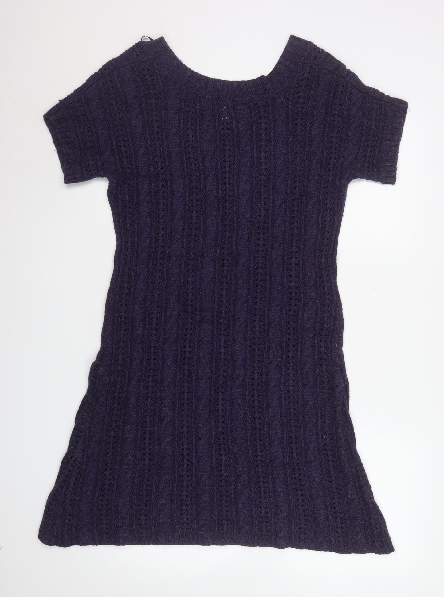 White Stuff Women’s Purple Knit Jumper Dress L Short Sleeve Winter Style