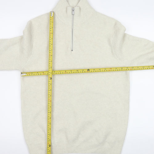 Marks and Spencer Men’s Ivory Mock Neck 1/2 Zip Knit Sweatshirt M