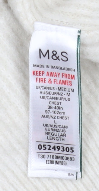 Marks and Spencer Men’s Ivory Mock Neck 1/2 Zip Knit Sweatshirt M