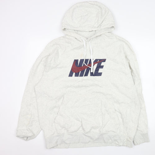 Nike Mens Grey XL Pullover Hoodie Logo Graphic Fleece Sweatshirt