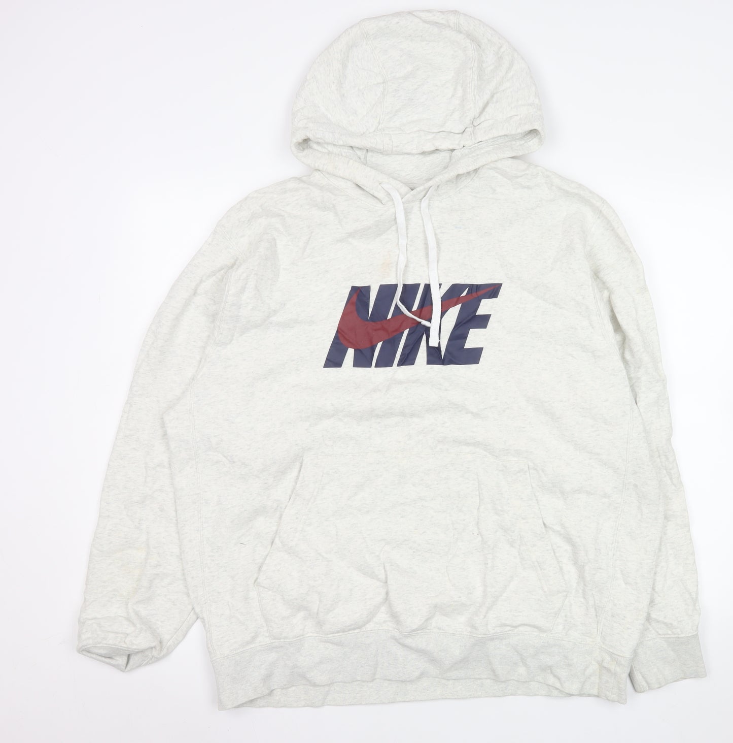 Nike Mens Grey XL Pullover Hoodie Logo Graphic Fleece Sweatshirt