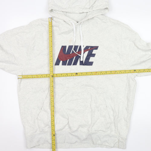 Nike Mens Grey XL Pullover Hoodie Logo Graphic Fleece Sweatshirt