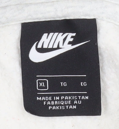 Nike Mens Grey XL Pullover Hoodie Logo Graphic Fleece Sweatshirt