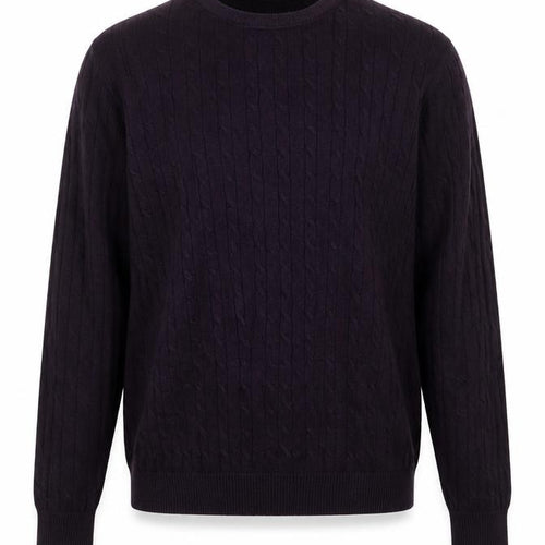 Jack & Jones Men’s Purple Cable-Knit Cotton Crew Neck Jumper M