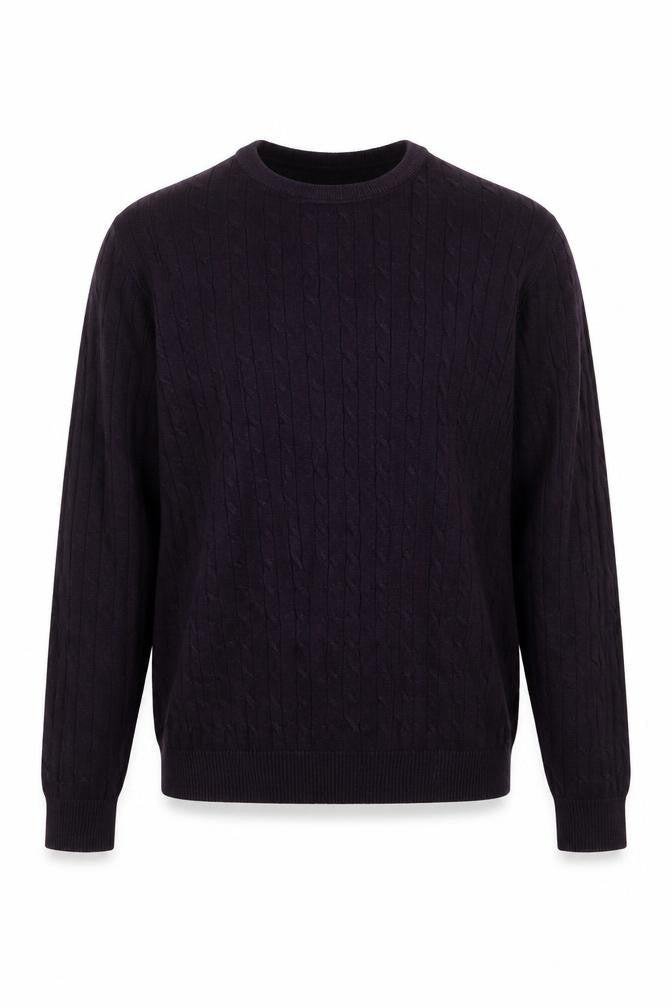 Jack & Jones Men’s Purple Cable-Knit Cotton Crew Neck Jumper M