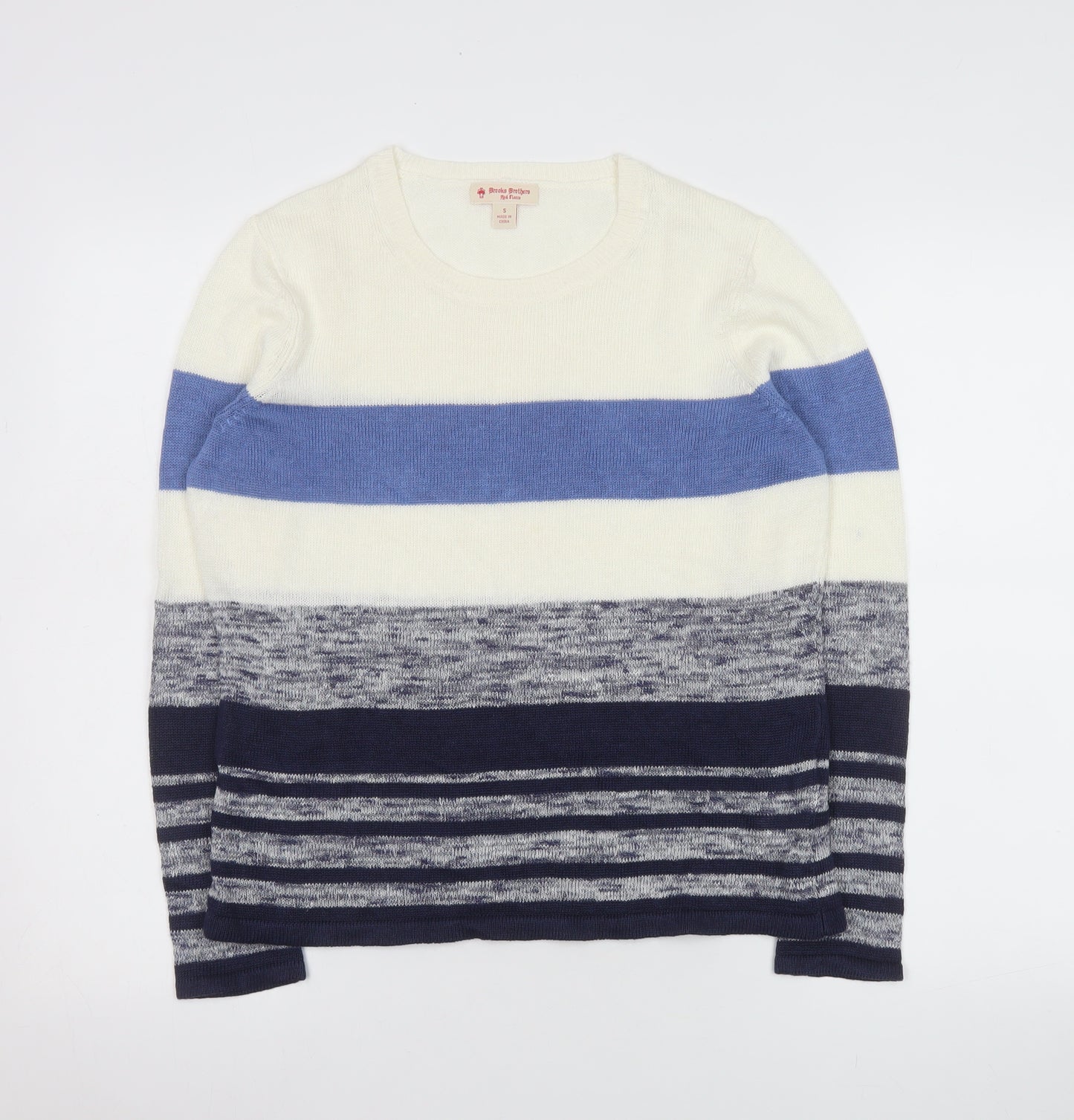 Brooks Brothers Men’s Multicoloured Linen Blend Striped Jumper Size S