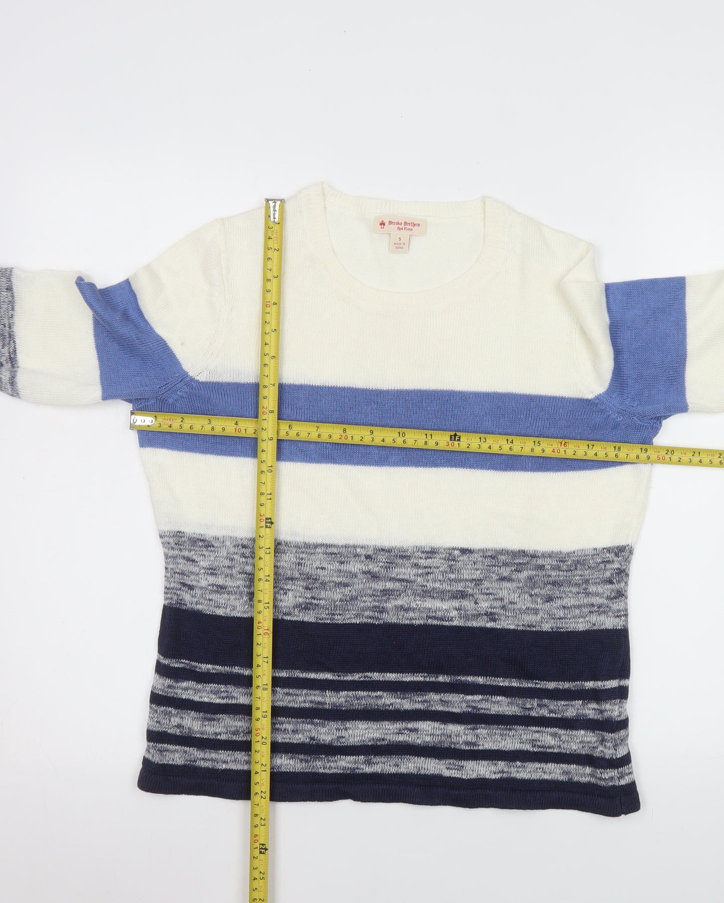 Brooks Brothers Men’s Multicoloured Linen Blend Striped Jumper Size S