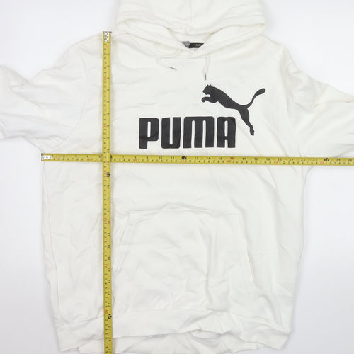 Puma Men White XL Pullover Hoodie with Logo Graphic Print