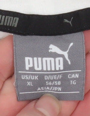 Puma Men White XL Pullover Hoodie with Logo Graphic Print