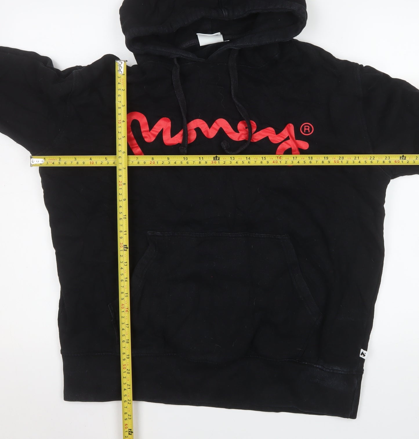 Money Mens Black XL Pullover Hoodie with Red Logo Graphic Print