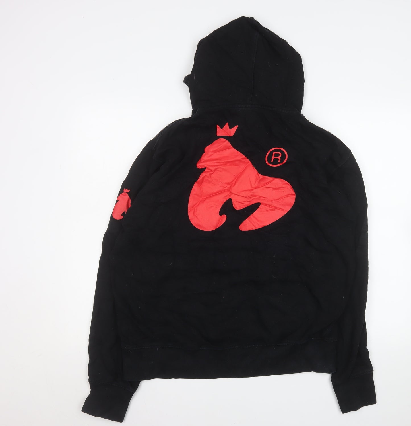 Money Mens Black XL Pullover Hoodie with Red Logo Graphic Print